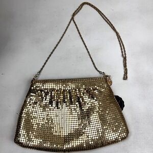 Golden Crown Gold Metal Mesh Evening Bag Shoulder Clutch BA504 Vintage Style